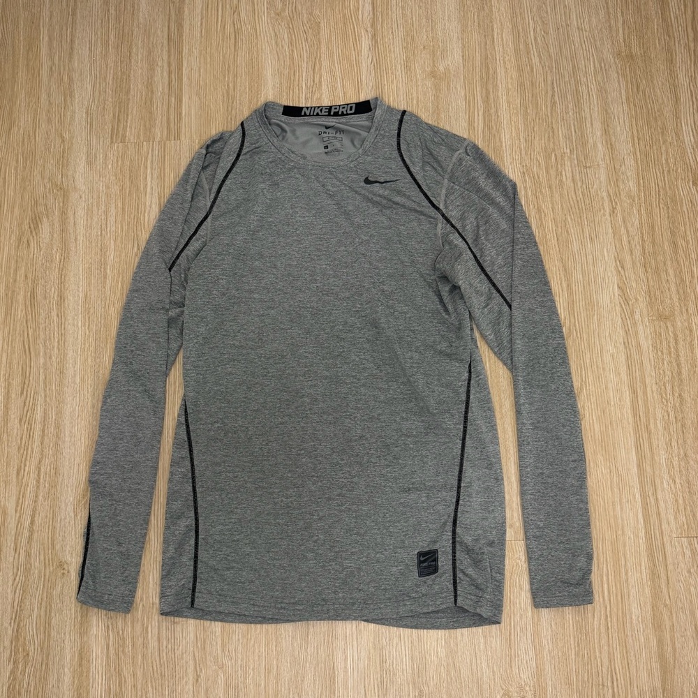 Nike Pro Men's Heather Gray Long Sleeve Tee